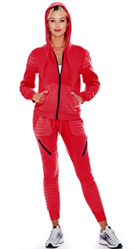 Algopix Similar Product 13 - 9 Crowns Womens Slim FIt Moto Tracksuit