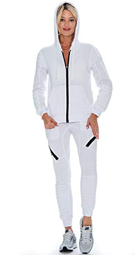Algopix Similar Product 19 - 9 Crowns Womens Slim FIt Moto Tracksuit