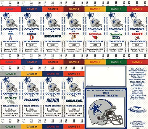 Algopix Similar Product 14 - Dallas Cowboys 1992 Uncut Regular