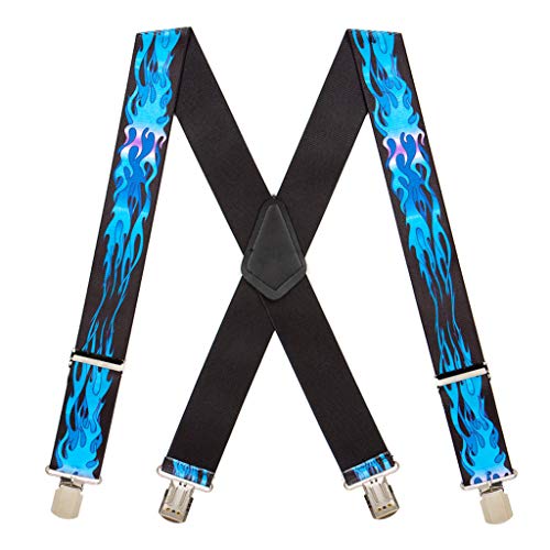 Algopix Similar Product 4 - SuspenderStore Mens BLUE FLAMES 2Inch