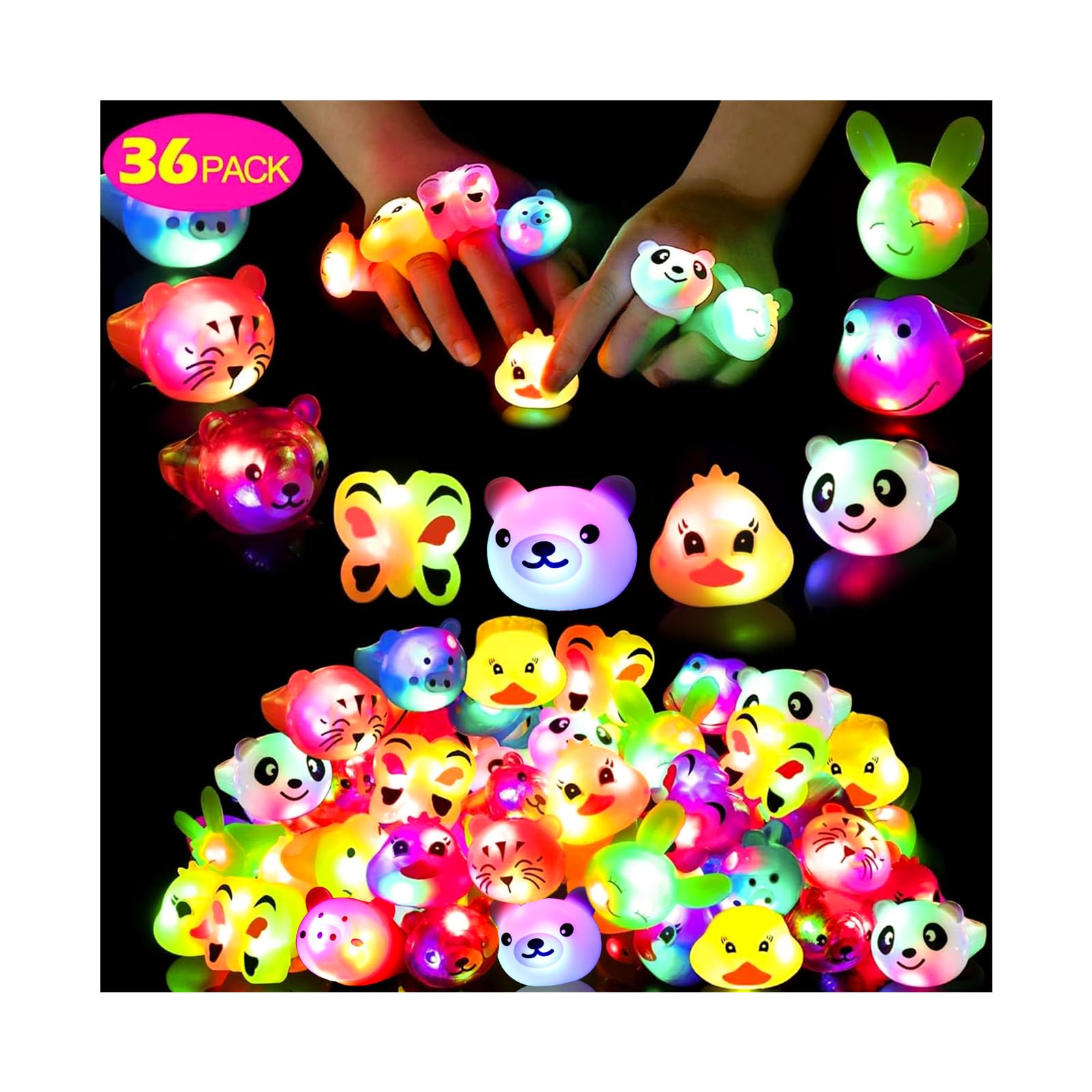 Algopix Similar Product 4 - Mikulala 36 Pack Light Up Rings Glow in