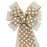 Algopix Similar Product 13 - Polka Dot Natural Stripe Wreath Bow
