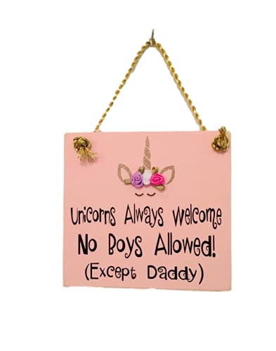 Algopix Similar Product 17 - Unicorns Welcome  Wooden Door Sign