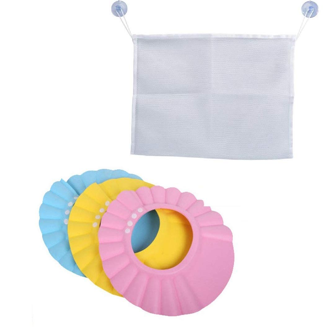 Algopix Similar Product 1 - DBHappy 3 Pieces Baby Bath Cap Pink