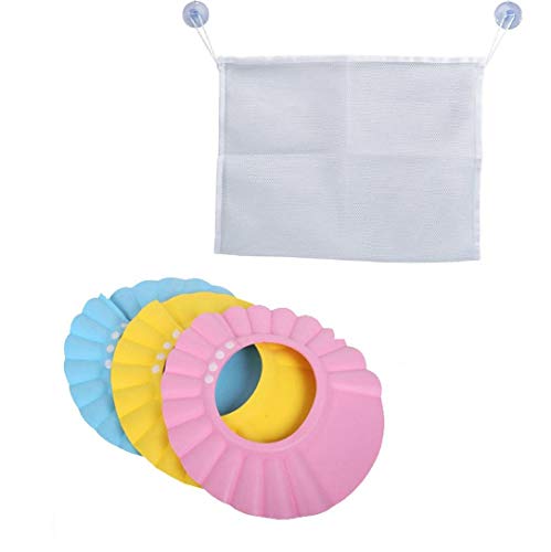 Algopix Similar Product 17 - DBHappy 3 Pieces Baby Bath Cap Pink