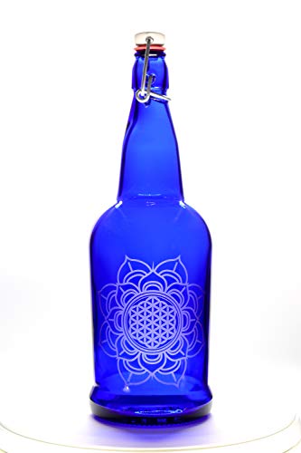 Algopix Similar Product 19 - 32oz Flotus Etched Cobalt Blue Glass