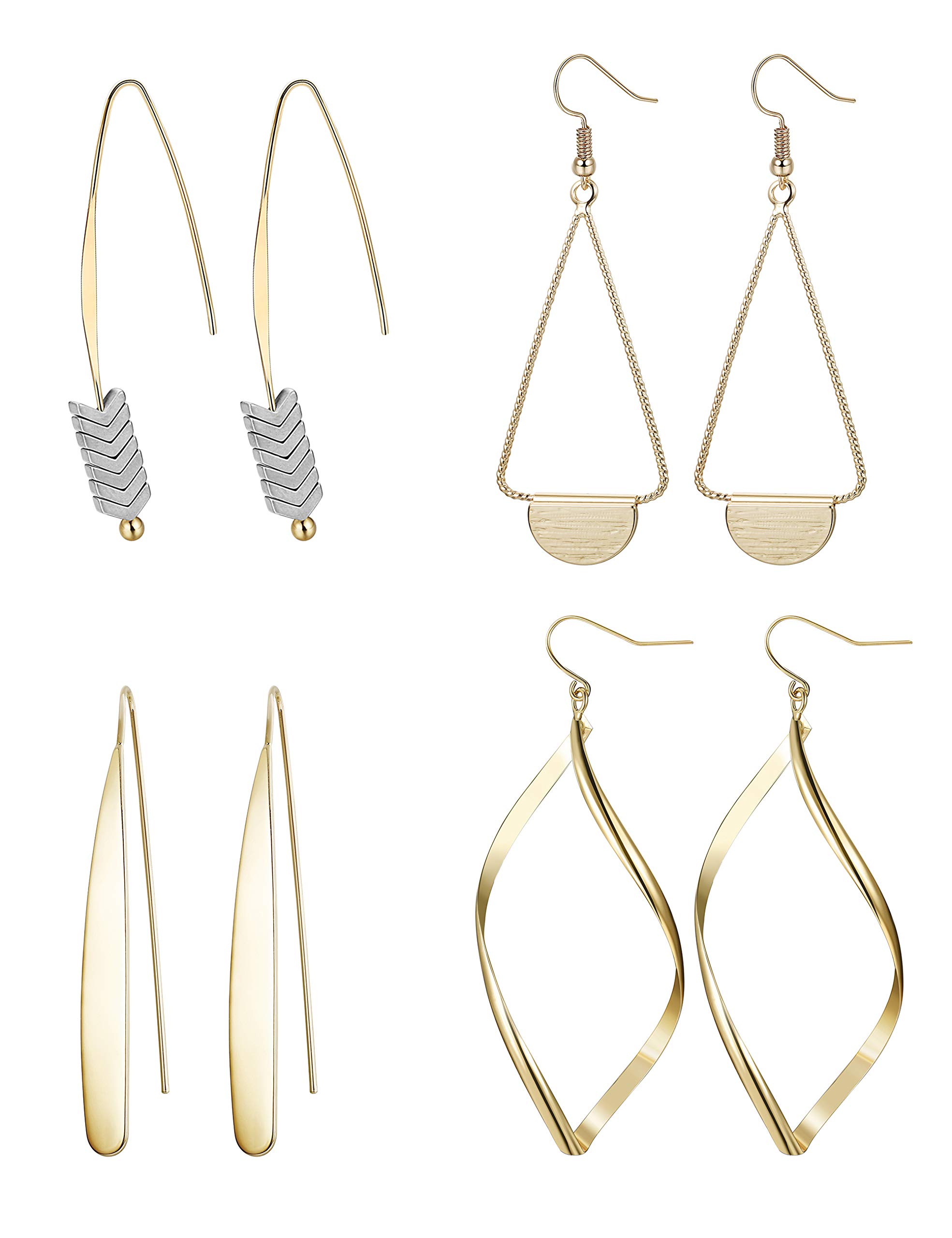 Algopix Similar Product 3 - Hanpabum 4 Pairs Curved Threader Dangle