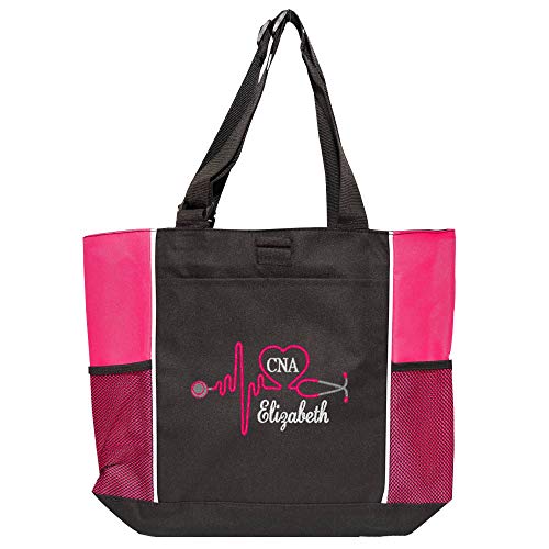 Algopix Similar Product 5 - Personalized Nurses Pink Tote Bags RN