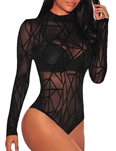 Algopix Similar Product 3 - Eiffel Womens Sheer Mesh Geometric