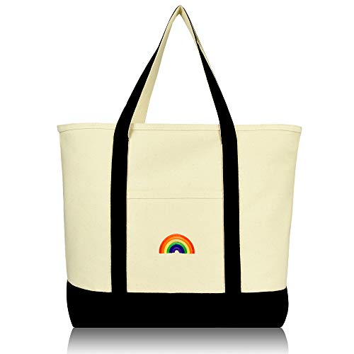 Algopix Similar Product 6 - DALIX Cute Rainbow Tote Bag Reusable