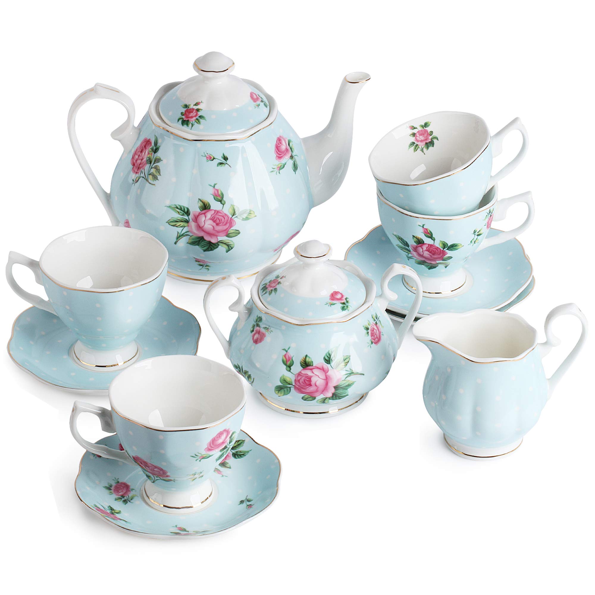 Algopix Similar Product 5 - BTaT Floral Tea Set Tea cups 8oz