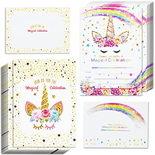 Algopix Similar Product 16 - TAntrix 24 Pcs Unicorn Invitations