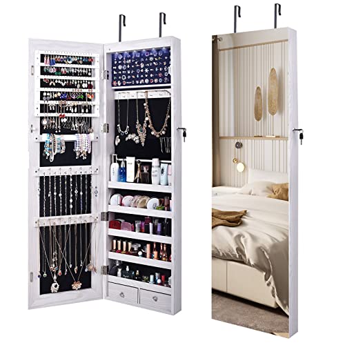 Algopix Similar Product 7 - AOOU 6 LED Mirror Jewelry Cabinet Wall