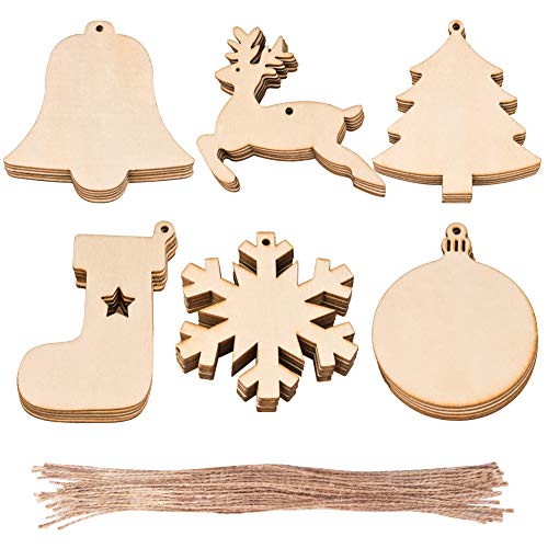 Algopix Similar Product 5 - WXJ13 30 PCS 6 Styles Wooden Christmas