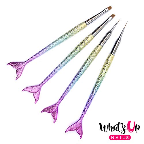 Algopix Similar Product 9 - Whats Up Nails  Mermaid Brushes 4 Pack