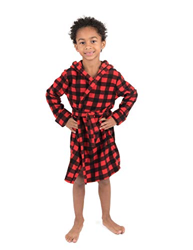 Algopix Similar Product 18 - Leveret Kids Fleece Sleep Robe Plaid