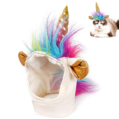 Algopix Similar Product 7 - Ausein Pet Unicorn Hat for Cats Kitty