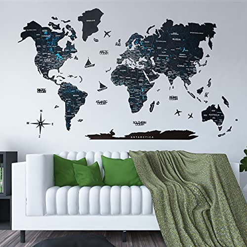 Algopix Similar Product 10 - Wood World Map Wall Art Large Wall