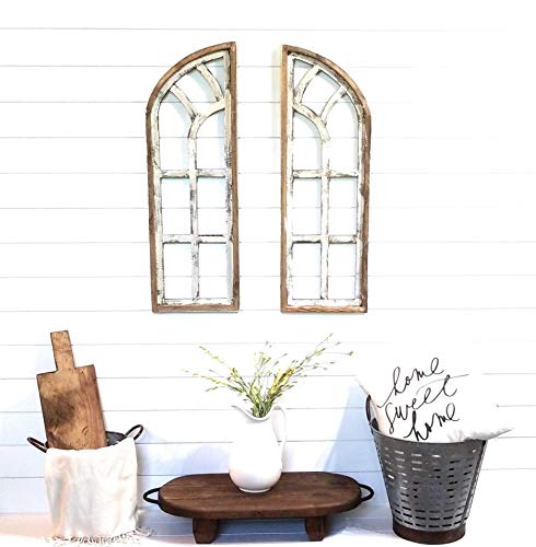 Algopix Similar Product 17 - Farmhouse Wooden Wall Windows Set of