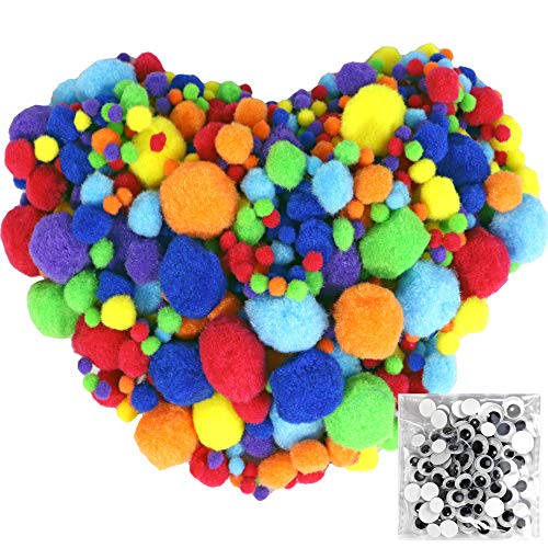 Algopix Similar Product 15 - Pom Poms 770pcs 5 Sizes Multicolor with