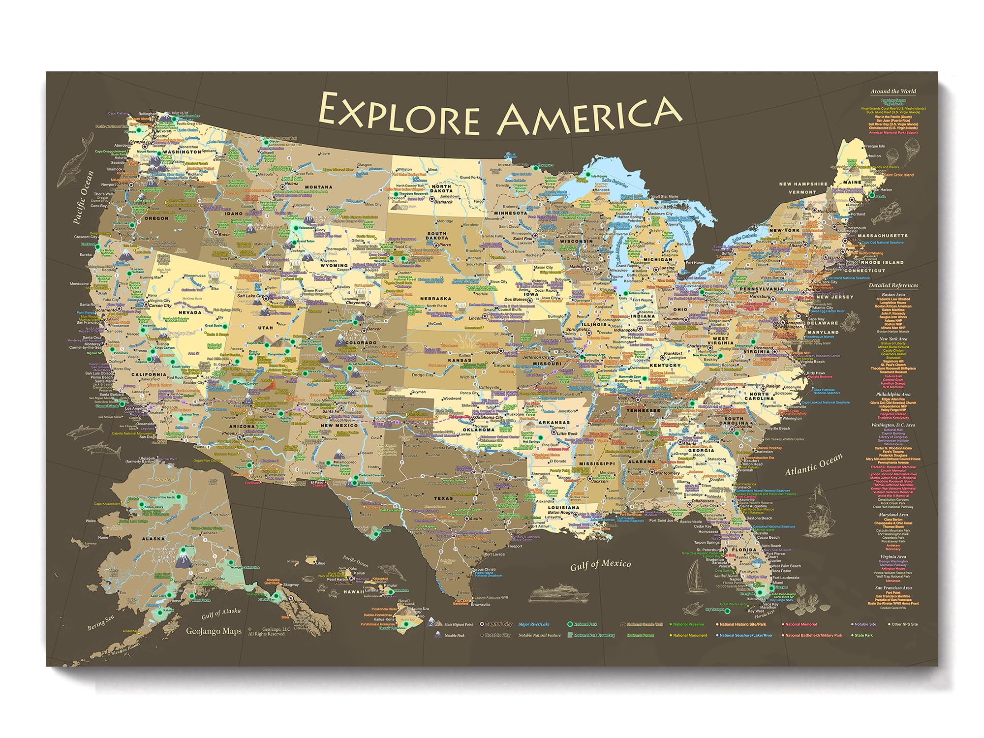 Algopix Similar Product 3 - National Parks Map Poster with USA