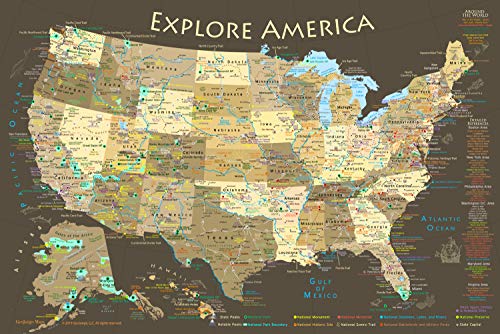 Algopix Similar Product 3 - National Parks Map Poster and USA