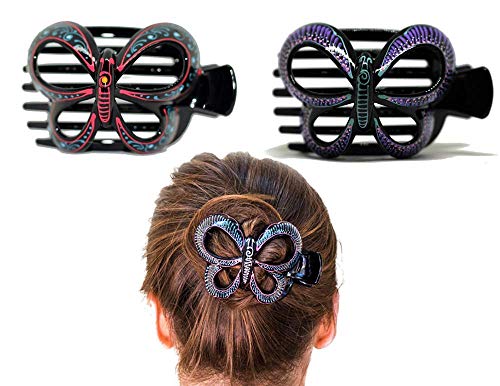 Algopix Similar Product 18 - Butterfly Barrettes Hand Painted Bun