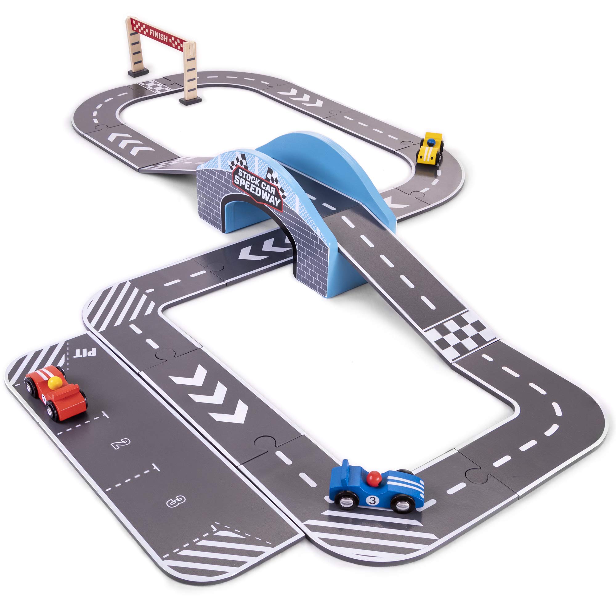 Algopix Similar Product 6 - Stock Car Speedway  Wooden Race Track