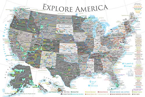 Algopix Similar Product 14 - GeoJango National Parks Map Poster with