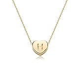 Algopix Similar Product 7 - Tiny Gold Initial Heart Necklace14K