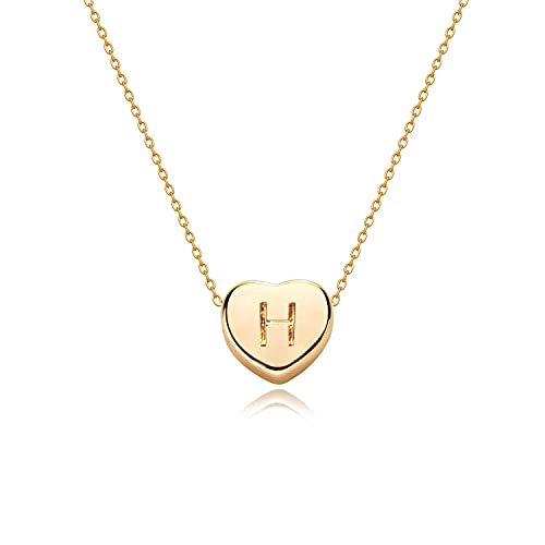 Algopix Similar Product 2 - Tiny Gold Initial Heart Necklace14K