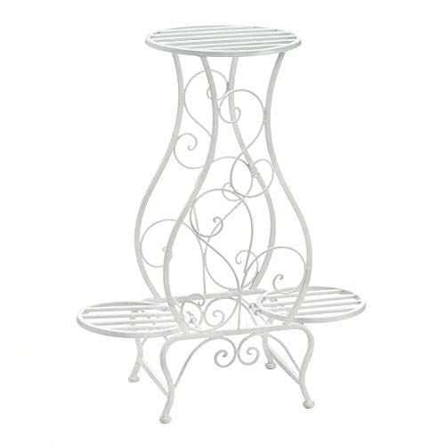Algopix Similar Product 13 - White Hourglass Triple Plant Stand