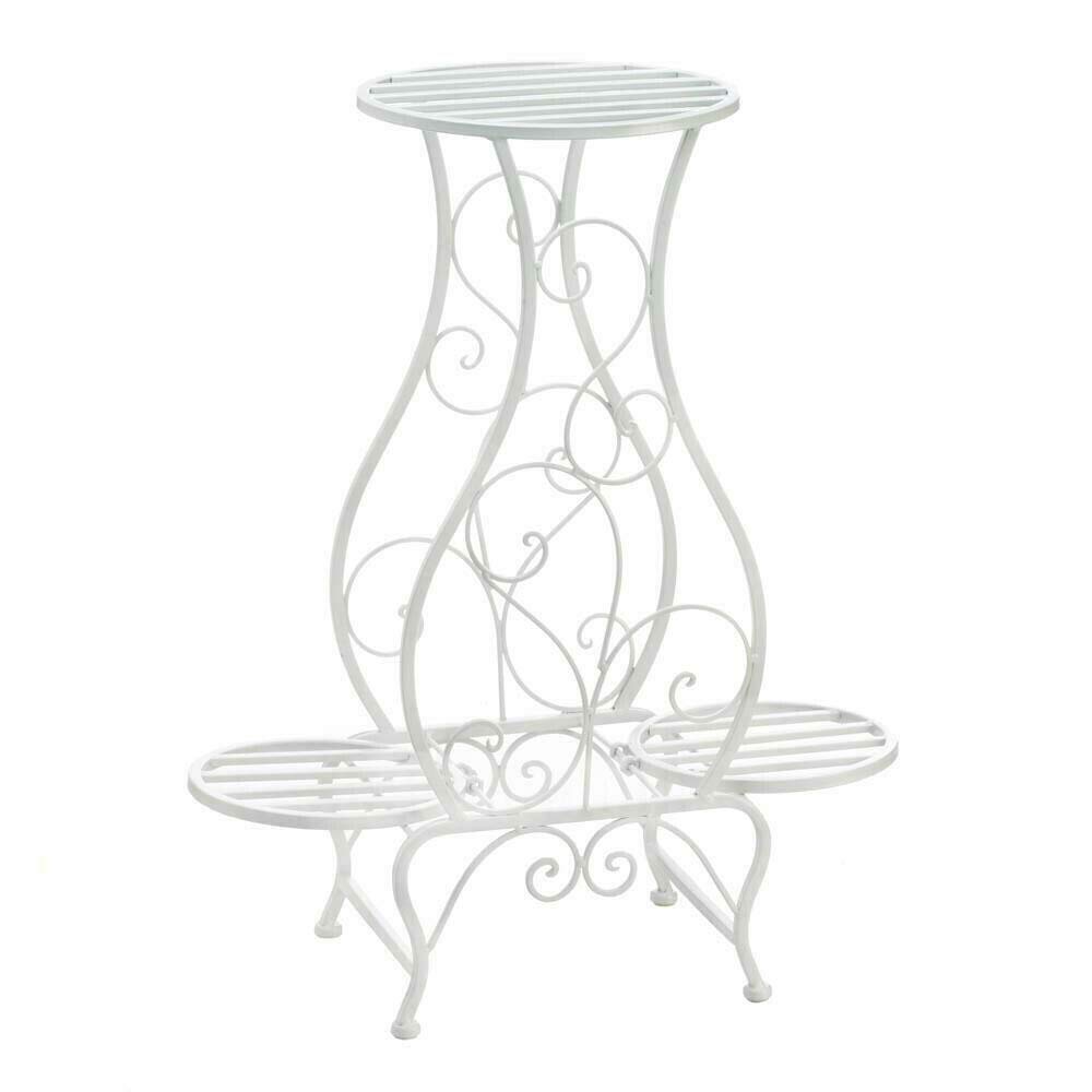 Algopix Similar Product 5 - White Hourglass Triple Plant Stand