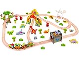 Algopix Similar Product 7 - Pidoko Kids Wooden Train Set  81 Pcs