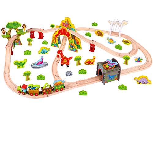 Algopix Similar Product 2 - Pidoko Kids Wooden Train Set  81 Pcs