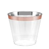 Algopix Similar Product 11 - 100 Rose Gold Rimmed Clear Hard Plastic