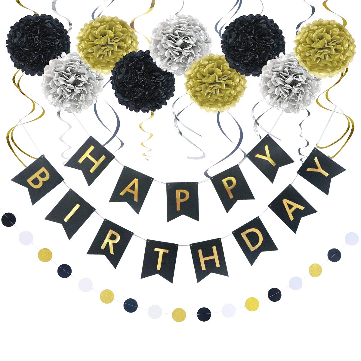 Algopix Similar Product 1 - LITAUS Black Gold Birthday Decorations