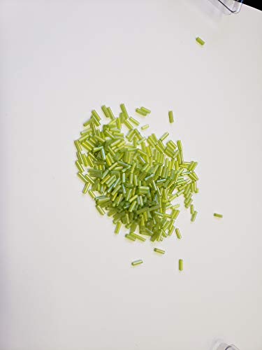 Algopix Similar Product 4 - CF - Lime Green Iridescent Tube Beads