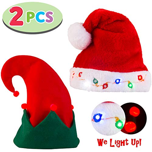 Algopix Similar Product 18 - Blinking Lightup Plush Red Santa Hat 