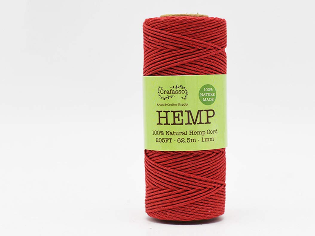 Algopix Similar Product 1 - Crafasso Hemp Twine Cord Spool 205ft red