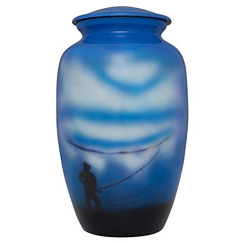 Algopix Similar Product 10 - Funeral Cremation Urn with Fishing Man