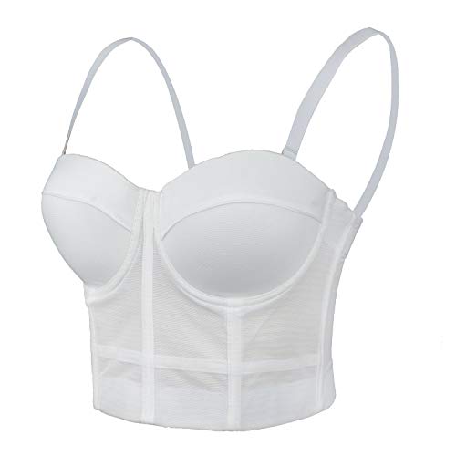 Algopix Similar Product 9 - ELLACCI Womens White Mesh Bustier Crop