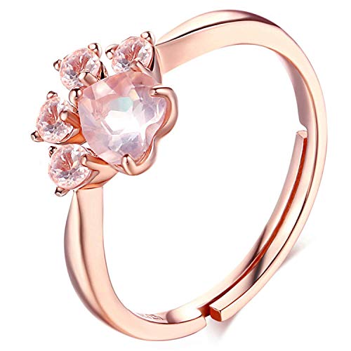 Algopix Similar Product 10 - Meow Star Cat Paw Ring Rose Gold Rings