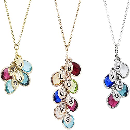 Algopix Similar Product 3 - Family Birthstone Necklace Initials