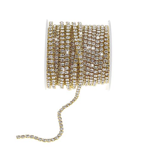 Algopix Similar Product 6 - LQueen Golden Rhinestone Trim 10 Yards