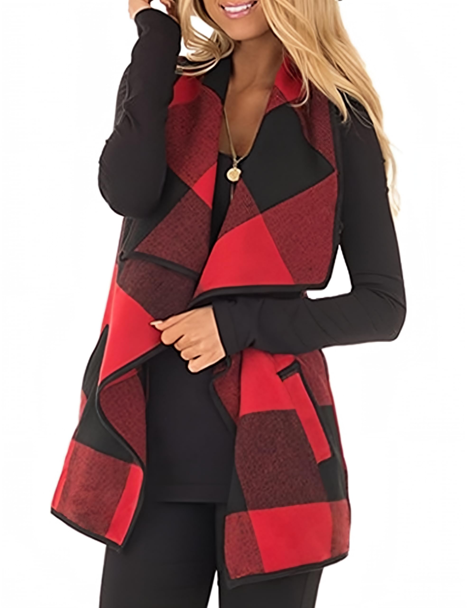 Algopix Similar Product 19 - Unidear Womens buffalo Plaid Vest