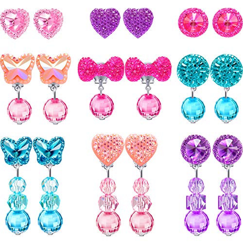 Algopix Similar Product 17 - Hicarer 9 Pairs Girls Clipon Earrings