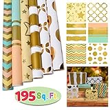 Algopix Similar Product 20 - 6 Rolls Gold Print Wrapping Paper 30