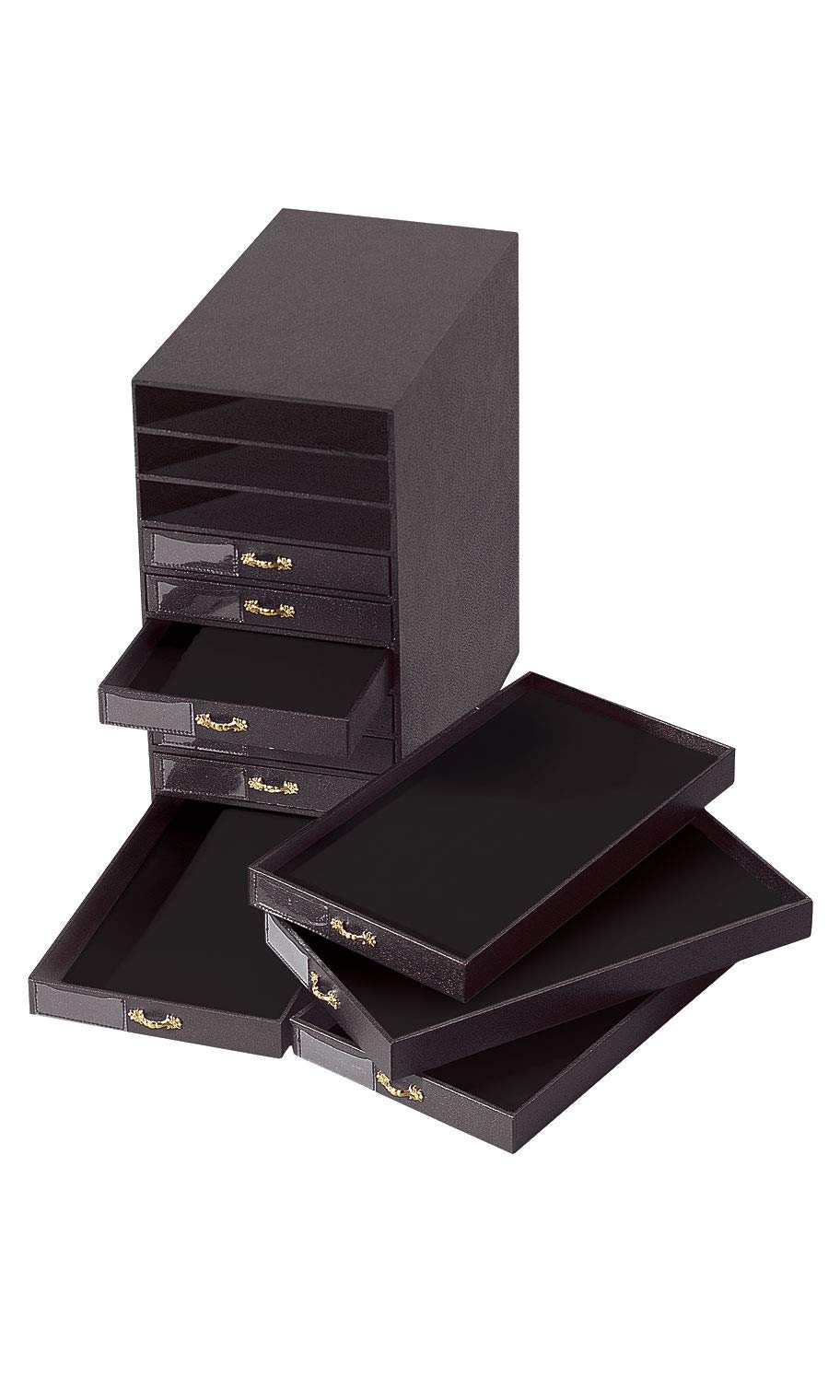 Algopix Similar Product 13 - Black Faux Leather 10Drawer Jewelry