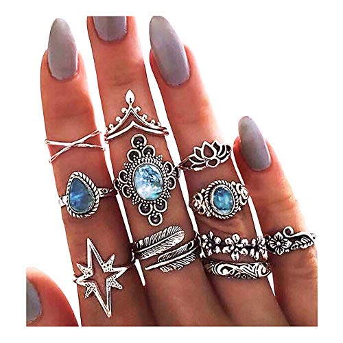 Algopix Similar Product 13 - Suyi 11 Pcs Bohemian Ring Set Joint
